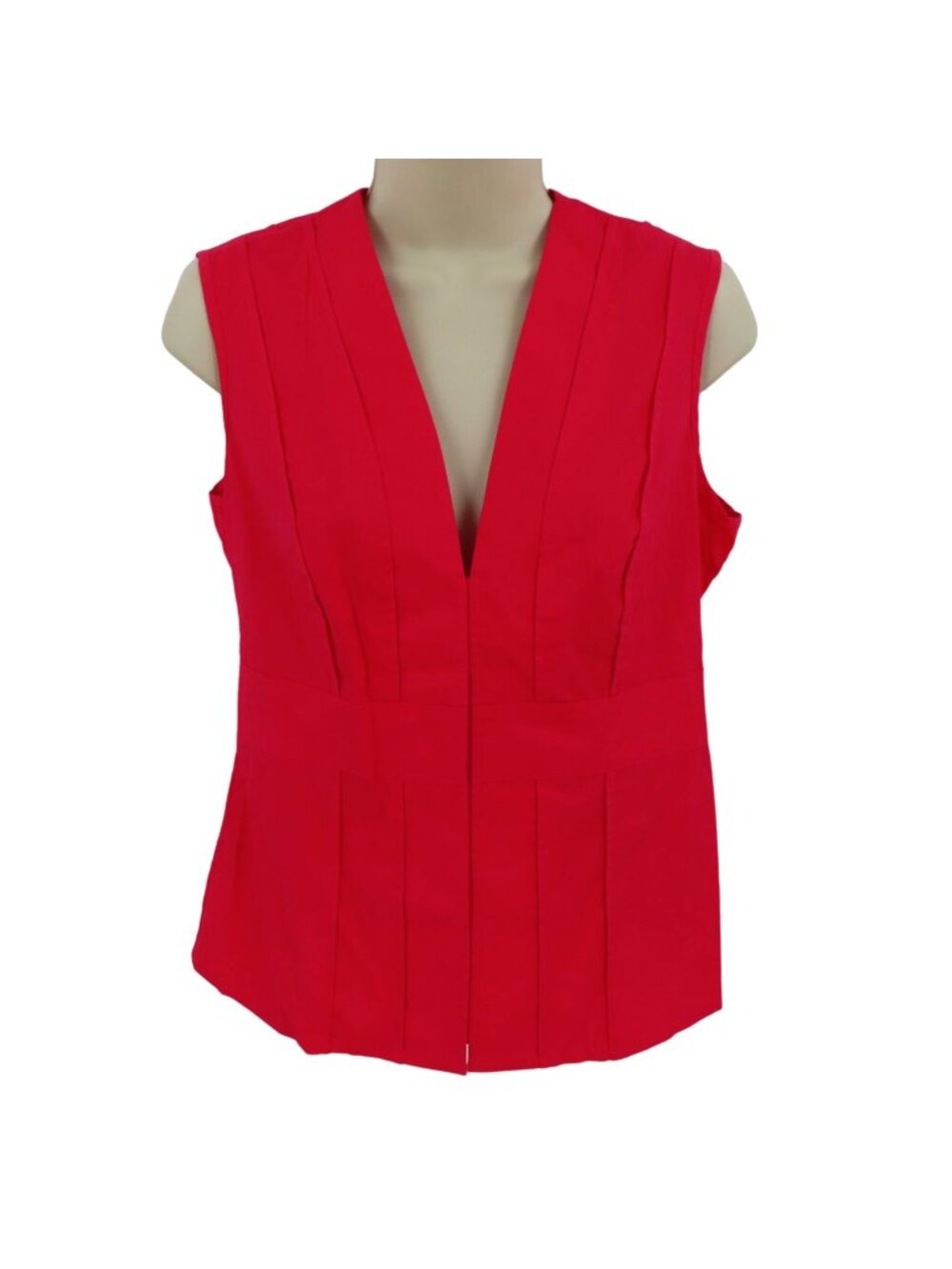 Moda International Women Medium Red Pink V Neck Sleeveless Shirt Top Blouse Y2K